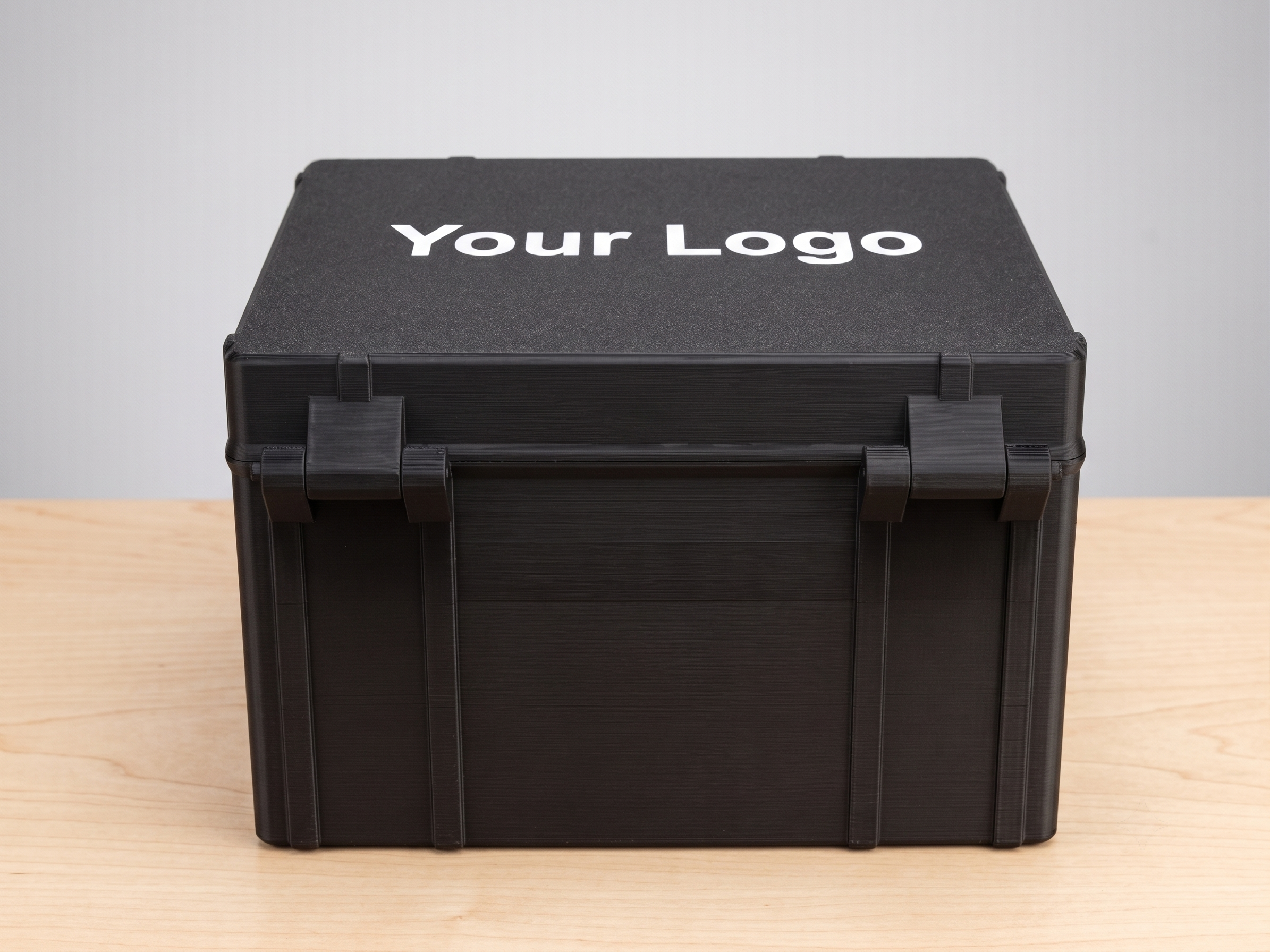 Assista personalized tool box top-down view with custom logo on lid